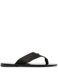 Versace шлепанцы с узором Greca