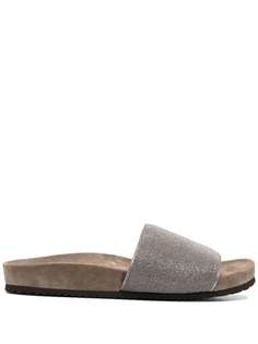 Brunello Cucinelli шлепанцы с декором Monili