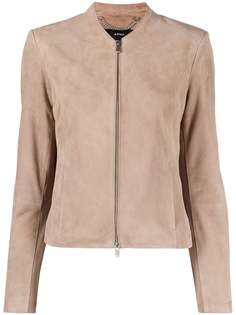 Arma collarless leather jacket