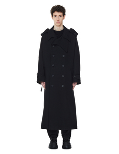 Черный тренч из шерсти Yohji Yamamoto