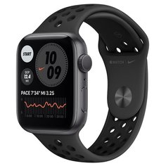 Умные часы c GPS Apple Watch Series 6 GPS 44mm Aluminum Case with Nike Sport Band серый космос/антрацитовый/черный