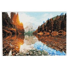 Рыжий кот Картина по номерам "Лес и горы у озера" 30х40 см (Х-9040)