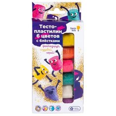 Масса для лепки Genio Kids 6 цветов с блёстками (ТА1091)