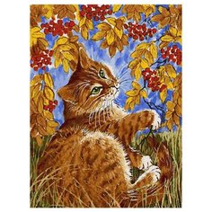 Белоснежка Картина по номерам "Кот с рябиной" 30х40 см (118-AS)