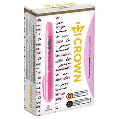 CROWN Набор текстовыделителей Multi Hi-Lighter, розовый, 12 шт (H-500)