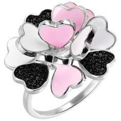 Balex Кольцо 1445900005 из серебра 925 пробы с эмалью и фианитом, размер 16.5