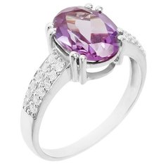 Balex Кольцо 1410931338 из серебра 925 пробы с александритом синтетическим и фианитом, размер 18