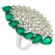 Balex Кольцо 1410931674 из серебра 925 пробы с хризопразом природным и хризолитом синтетическим, размер 18.5