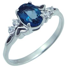 Balex Кольцо 1405937641 из серебра 925 пробы с топазом Лондон и фианитом, размер 16.5