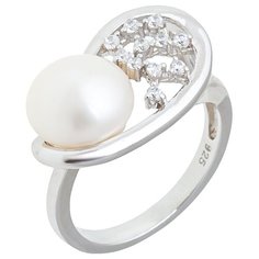 Balex Кольцо 1433930266 из серебра 925 пробы с жемчугом культивированным и фианитом, размер 19