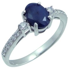 Balex Кольцо 1405937487 из серебра 925 пробы с сапфиром корундом природным и фианитом, размер 19