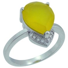 Balex Кольцо 1405937526 из серебра 925 пробы с агатом природным и фианитом, размер 17