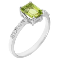 Balex Кольцо 1410931413 из серебра 925 пробы с хризолитом природным и фианитом, размер 17