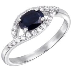 Balex Кольцо 1410831384 из серебра 925 пробы с сапфиром корундом природным и фианитом, размер 18