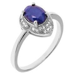 Balex Кольцо 1405936049 из серебра 925 пробы с сапфиром корундом природным и фианитом, размер 19