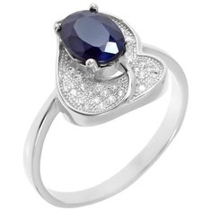 Balex Кольцо 1405936947 из серебра 925 пробы с сапфиром корундом природным и фианитом, размер 19