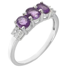 Balex Кольцо 1454930026 из серебра 925 пробы с аметистом природным и фианитом, размер 18.5