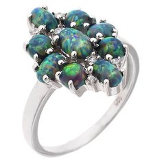 Balex Кольцо 1410931172 из серебра 925 пробы с опалом и фианитом, размер 17.5