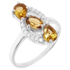 Balex Кольцо 1410931351 из серебра 925 пробы с кварцем Виски и фианитом, размер 16.5