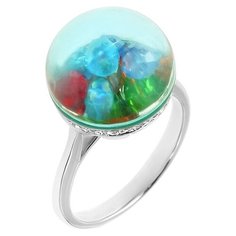 Balex Кольцо 1449920012 из серебра 925 пробы с ювелирным стеклом, нанокристаллом и фианитом, размер 16.5