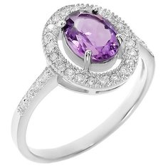 Balex Кольцо 1405936926 из серебра 925 пробы с аметистом природным и фианитом, размер 19