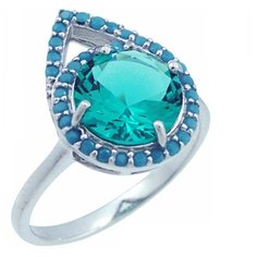Balex Кольцо 1405937416 из серебра 925 пробы с кварцем Параиба природным и бирюзой реконструированной, размер 19