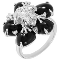 Balex Кольцо 1432930132 из серебра 925 пробы с ониксом и фианитом, размер 20