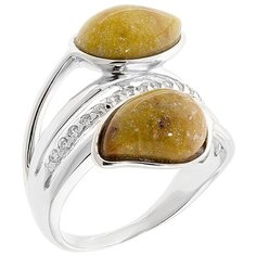 Balex Кольцо 1432930208 из серебра 925 пробы с нефритом природным и фианитом, размер 17.5