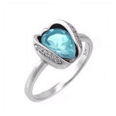 Balex Кольцо 1405937129 из серебра 925 пробы с топазом голубым природным и фианитом, размер 16.5