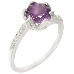 Balex Кольцо 1454930012 из серебра 925 пробы с аметистом природным и фианитом, размер 18.5
