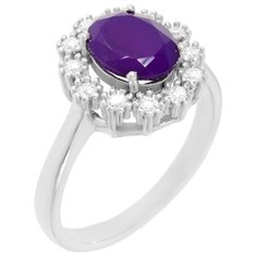 Balex Кольцо 1405937545 из серебра 925 пробы с агатом природным и фианитом, размер 17