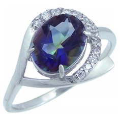 Balex Кольцо 1405937328 из серебра 925 пробы с мистик кварцем природным и фианитом, размер 17