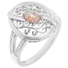 Balex Кольцо 1405937023 из серебра 925 пробы с опалом и фианитом, размер 18