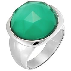 Balex Кольцо 1436930228 из серебра 925 пробы с агатом зелёным природным и горным хрусталем, размер 17.5