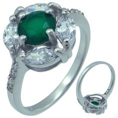 Balex Кольцо 1405937601 из серебра 925 пробы с хризопразом природным и фианитом, размер 17