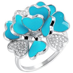 Balex Кольцо 1445900006 из серебра 925 пробы с эмалью и фианитом, размер 18