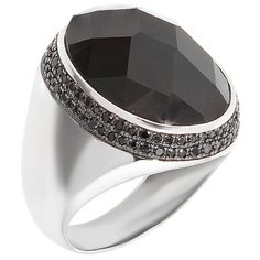 Balex Кольцо 1445910059 из серебра 925 пробы с ониксом синтетическим и фианитом, размер 16.5