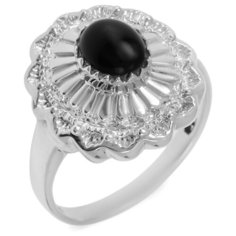 Balex Кольцо 1405935357 из серебра 925 пробы с ониксом, размер 16