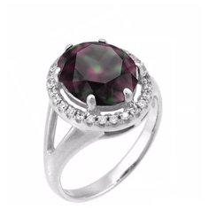 Balex Кольцо 1405937032 из серебра 925 пробы с мистик кварцем природным и фианитом, размер 18