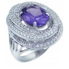 Balex Кольцо 1405935808 из серебра 925 пробы с александритом синтетическим и фианитом, размер 19