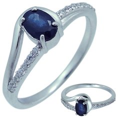 Balex Кольцо 1405937596 из серебра 925 пробы с сапфиром корундом природным и фианитом, размер 18