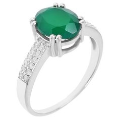 Balex Кольцо 1410931326 из серебра 925 пробы с хризопразом природным и фианитом, размер 16.5