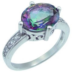 Balex Кольцо 1405937613 из серебра 925 пробы с мистик кварцем природным и фианитом, размер 18