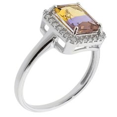 Balex Кольцо 1410931624 из серебра 925 пробы с аметрином синтетическим и фианитом, размер 16.5