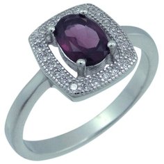 Balex Кольцо 1405937614 из серебра 925 пробы с родолитом природным и фианитом, размер 17.5