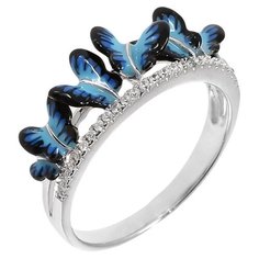 Balex Кольцо 1452920001 из серебра 925 пробы с эмалью и фианитом, размер 17