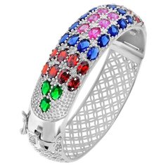 Balex Браслет 7405935285 из серебра 925 пробы с изумрудом синтетическим, сапфиром синтетическим, гранатом синтетическим и родолитом синтетическим, 19.5 см, 39.34 г