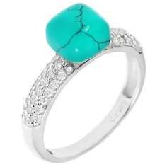 Balex Кольцо 1454930081 из серебра 925 пробы с бирюзой реконструированной и фианитом, размер 18.5