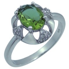 Balex Кольцо 1405937578 из серебра 925 пробы с султанитом синтетическим и фианитом, размер 18