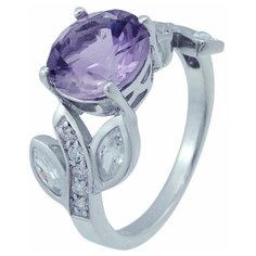 Balex Кольцо 1405937306 из серебра 925 пробы с аметистом природным и фианитом, размер 19